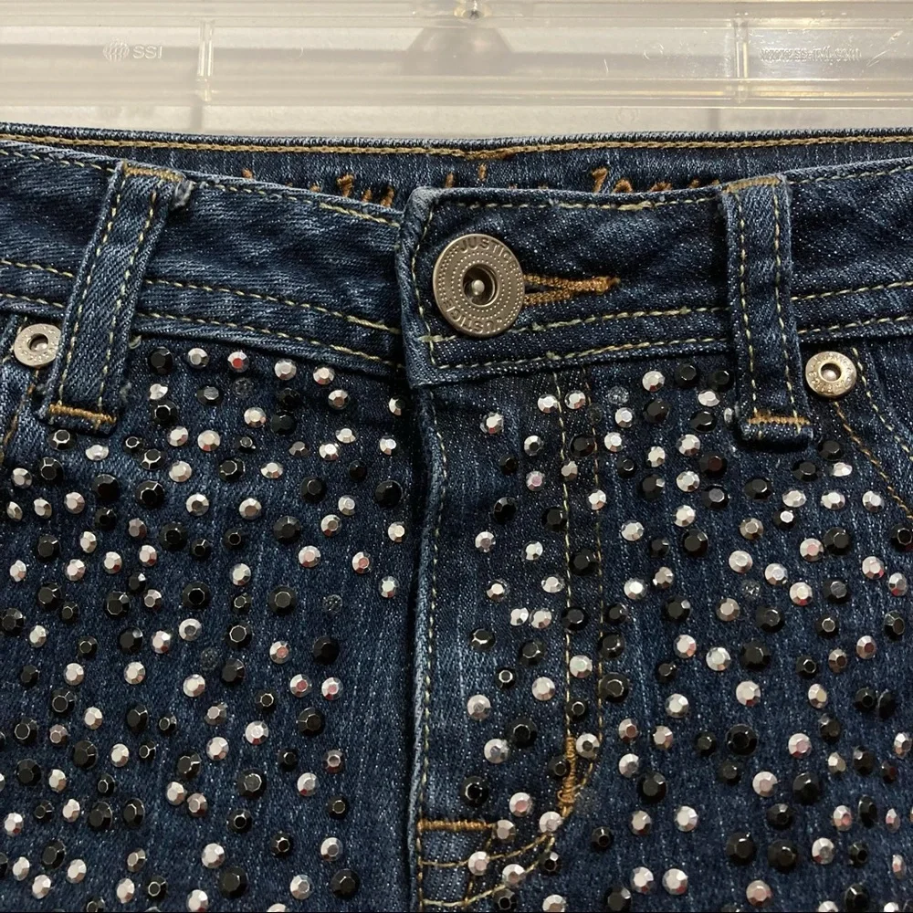 Justice Girls Blue Studded Jean Shorts Denim Jorts
